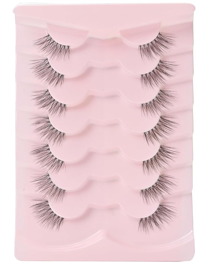 Half Lashes Natural Lashes Wispy Lashes Corner Lashes 3/4 False Eyelashes Natural Half Eyelashes Clear Band Lashes W05-GlimoraGlow