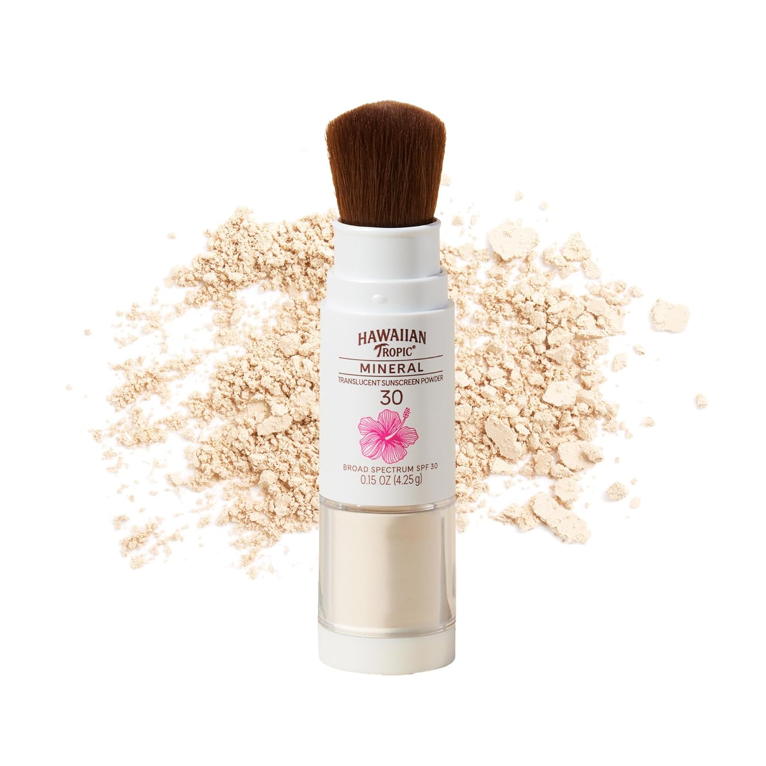Hawaiian Tropic Mineral Powder Sunscreen Brush SPF 30 | Beach Essentials, Zinc Oxide Mineral Sunscreen Powder SPF, Face Sunblock Travel Size, Brush On Sun Screen Protector for Face and Body, 0.15oz-GlimoraGlow