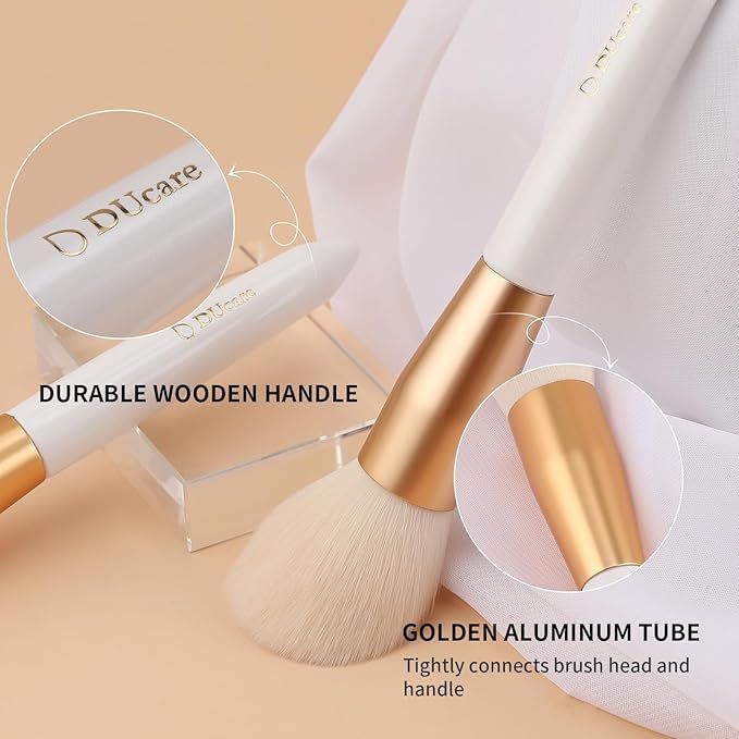 DUcare Tapered Blush Brush for Cheeks - Pointed Powder Brush for Light Application, Multi-Purpose Makeup Brushes Perfect for Highlighting, Defining, Sculpting, and Contouring-GlimoraGlow