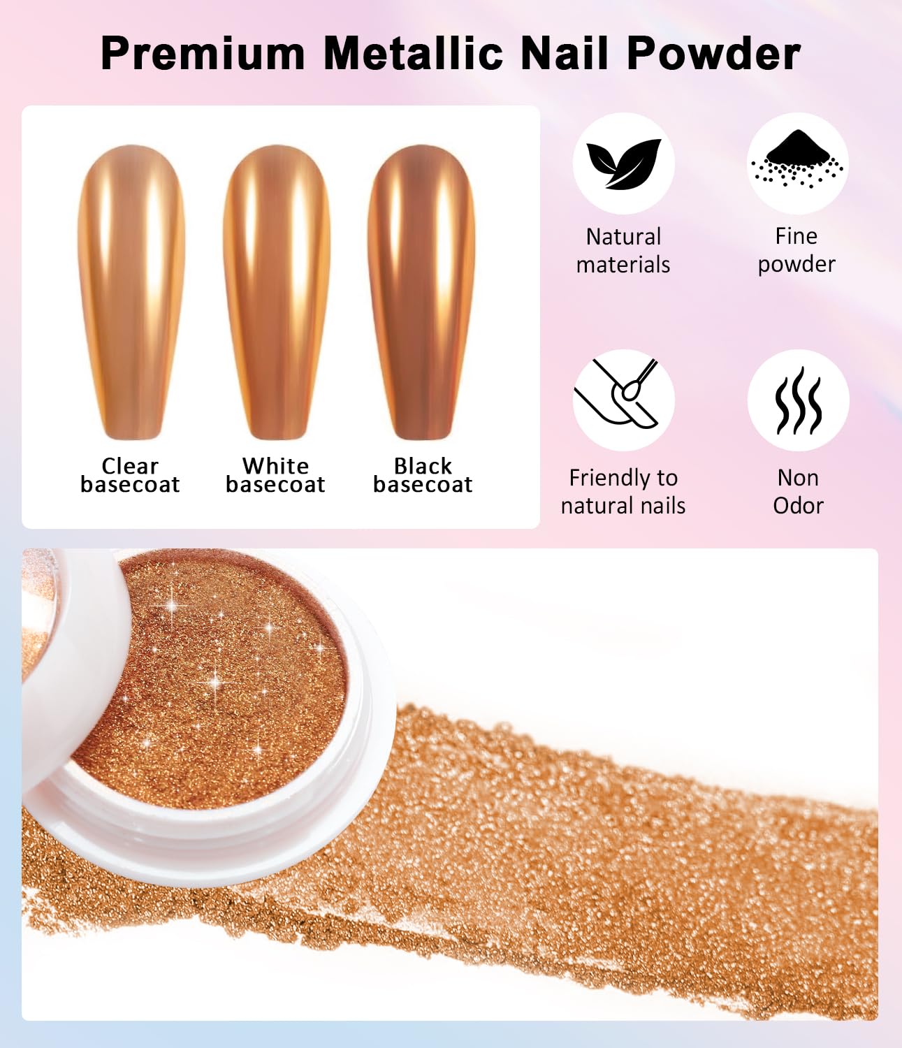 2 PCS Chrome Nail Powder：Mirror Effect Copper Chrome Nail Powder,Metallic Mirror Orange Chrome Nail Powder Decoration for DIY Nail Art,Bronze Pigment Holo Chrome Powder-GlimoraGlow