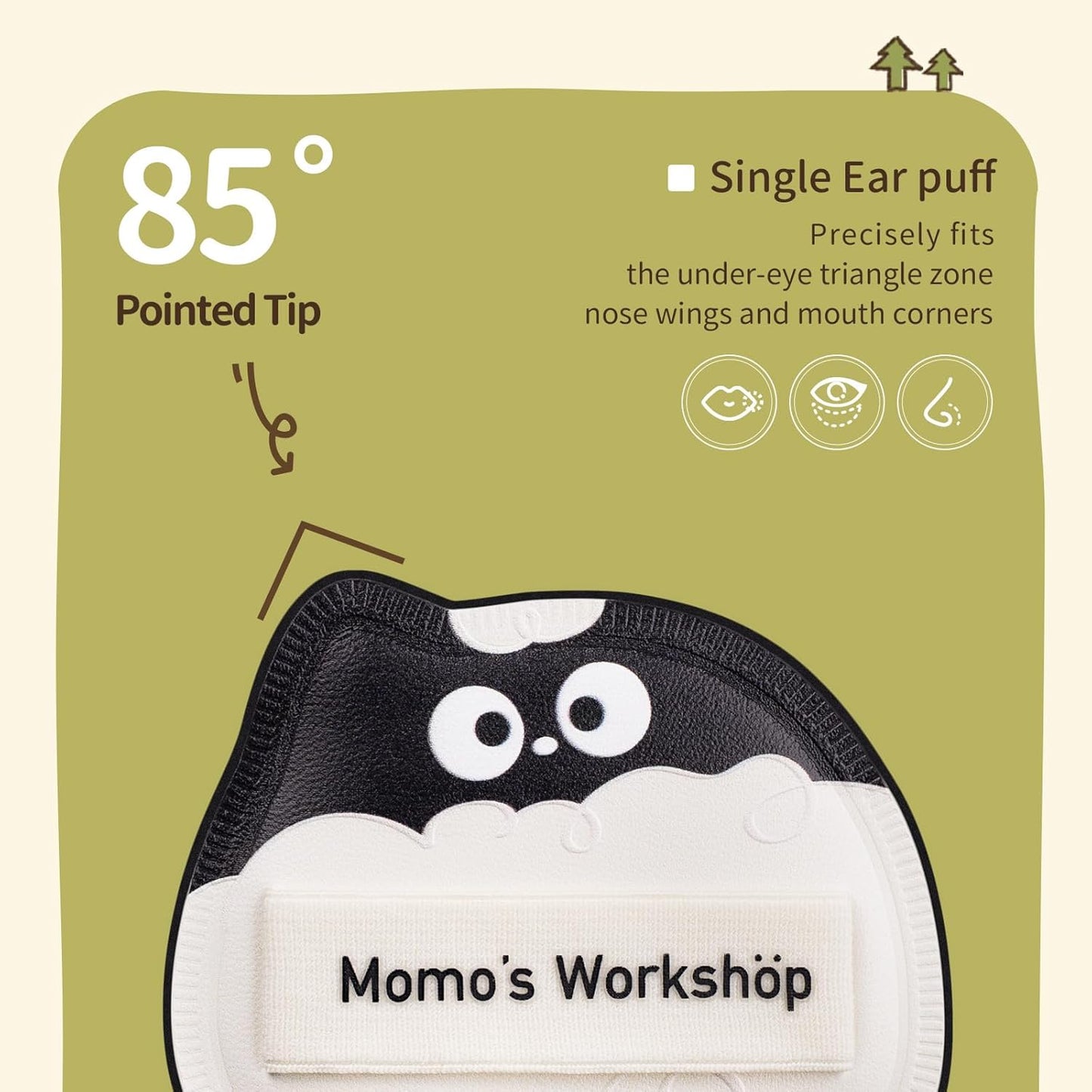 Lamb Toto Airy Marshmallow Puff,Makeup Sponge,Rubycell Material,Pointed Tip for Concealer + Flat Side for Foundation, Longwear Makeup, Travel Friendly & Reusable,2pcs Puffs & Storage Case-GlimoraGlow