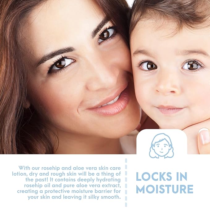 Natural Tone Organic Skincare Rosehip Aloe Lotion, Everyday Skin Conditioner and Hydrator Lotion 8oz-GlimoraGlow