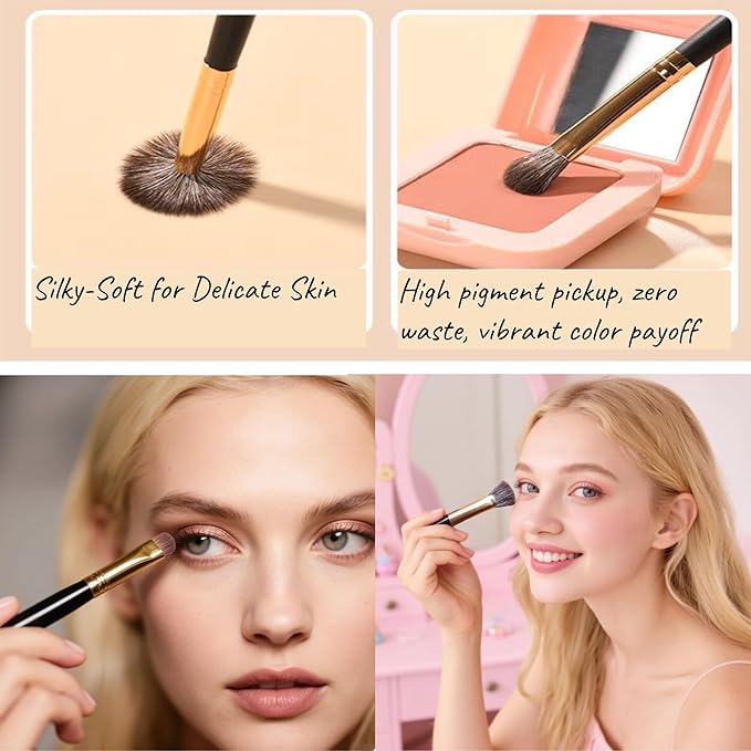 Eyeshadow Makeup Brushes Set with Case 8 PCS Soft Synthetic Hairs Eye Makeup Brushes for Blending Eyebrow Eyeliner Eyeshadow （Black）-GlimoraGlow