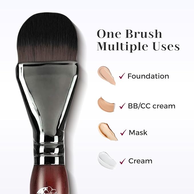ENERGY Foundation Brush for Liquid Makeup DIY Facial Mask Premium Soft Bristles Contour Face Brush for Blending Liquid, Cream, Eye Mask, Under Eye Concealer Vegan Flat Cosmetic Makeup Tool-GlimoraGlow