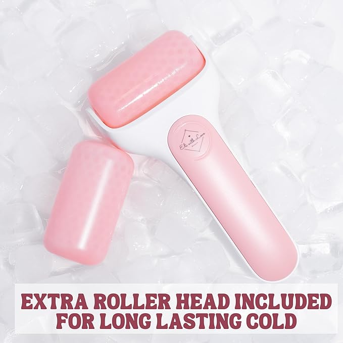 Ice Roller for Face Premium Facial Ice Roller with Carry Case and 2X Rollers for Long Lasting Cold - Eye Roller for Puffy Eyes & Cold Massage for Migraines (Pink (with case))-GlimoraGlow