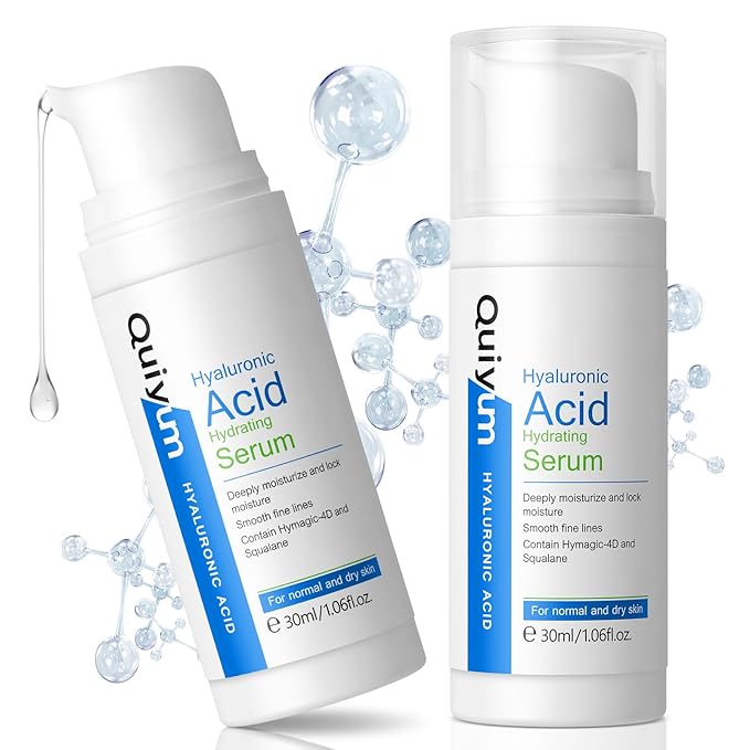 Hyaluronic Acid Serum for Face, Hydrating Face Serum for Dry Skin W/Hymagic-4D, Squalane, Vitamin C & E for Plumping, Hydrating & Anti-Aging Serum, Skin Care, 1.06fl.oz, Pack of 2-GlimoraGlow