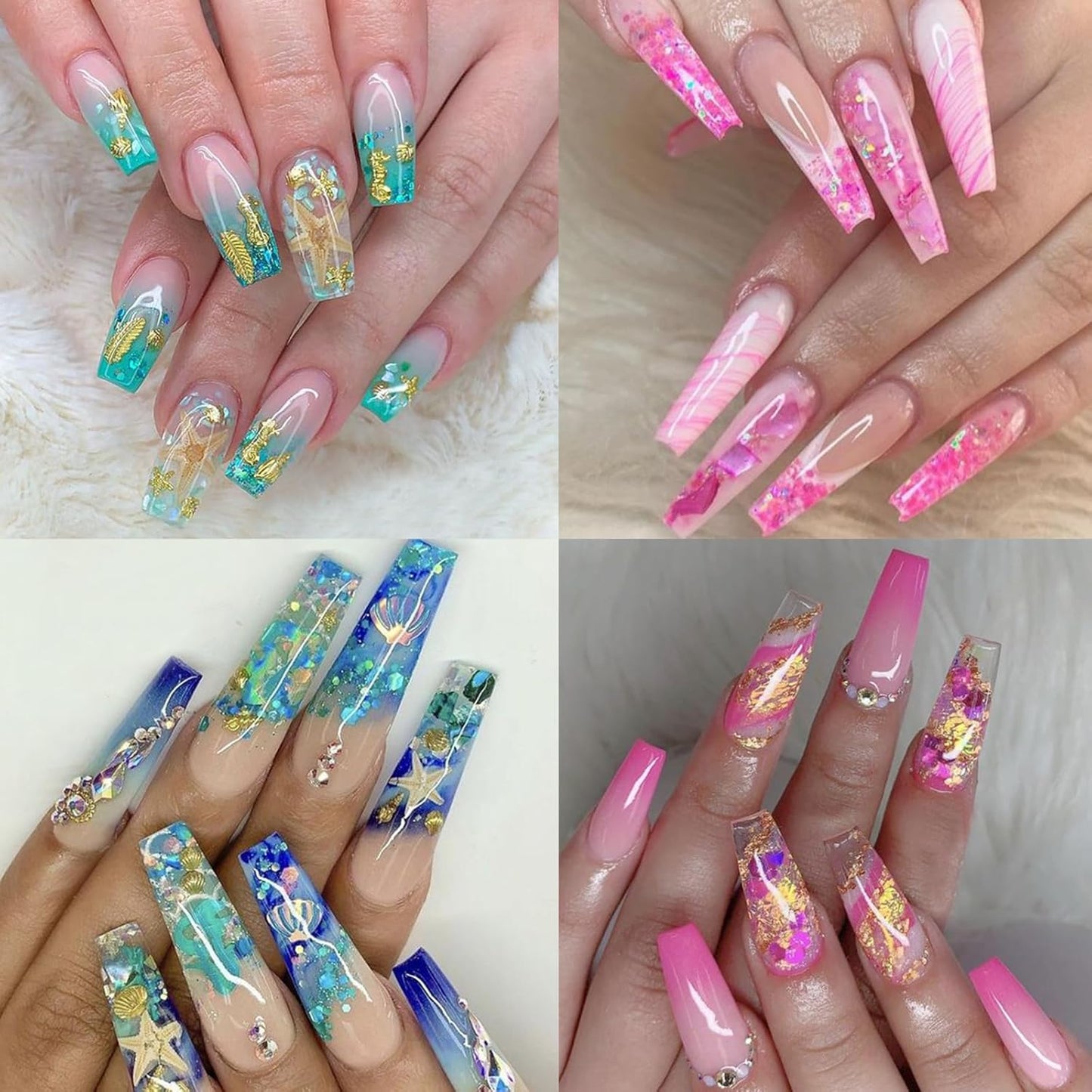 12Grids Holographic Mermaid Colorful Nail Art Glitter,Irregular Rainbow Candy Color Nail Art Flakes Sequins Gradient Bright Ice Slag Nail Sequins Summer Metallic Foil Nail Supplies DIY Nail Decoration-GlimoraGlow