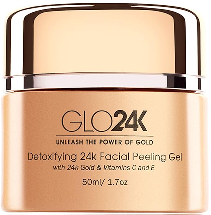 GLO24K Facial Peeling Gel with 24k Gold and Vitamins C,E. For optimal Exfoliation and Microdermabrasion. Restore and Revive your Skin.-GlimoraGlow