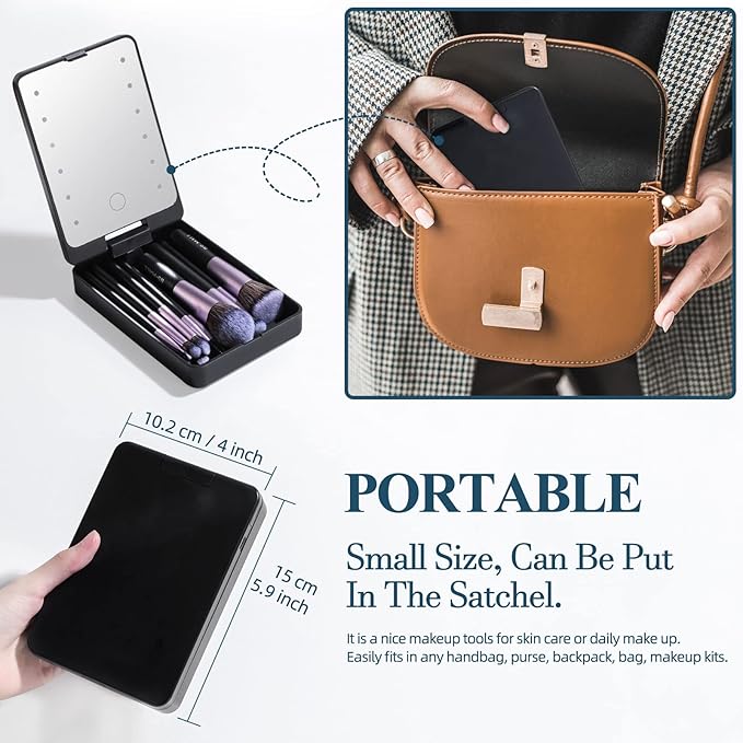 BS-MALL Travel Makeup Brush Set Foundation Powder Concealers Eye Shadows Makeup Set with LED light Mirror 14 Pcs (Purple)-GlimoraGlow