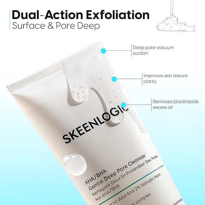 5% Lactic Acid + 2% Salicylic Acid Cleanser –Non-Stripping AHA/BHA Exfoliating Face & Body Wash With Ceramides. Minimizes Pores, Keratosis Pilaris, Acne, Ingrown Hairs & Psoriasis-200ml.-GlimoraGlow