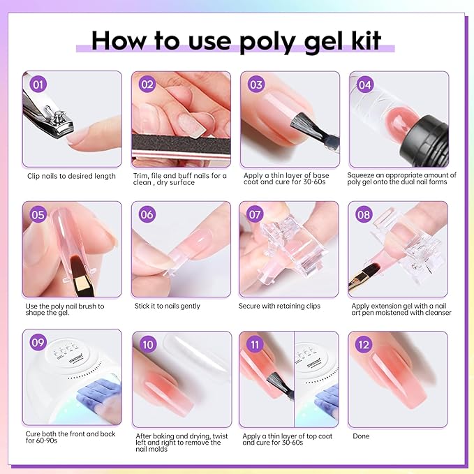 JEWHITENY 14 Colors Poly Gel Nail Kit 27 Colors Gel Nail Polish Kit With U V Light All In One Nail Art Starter Kit Suitable For All Seasons-GlimoraGlow