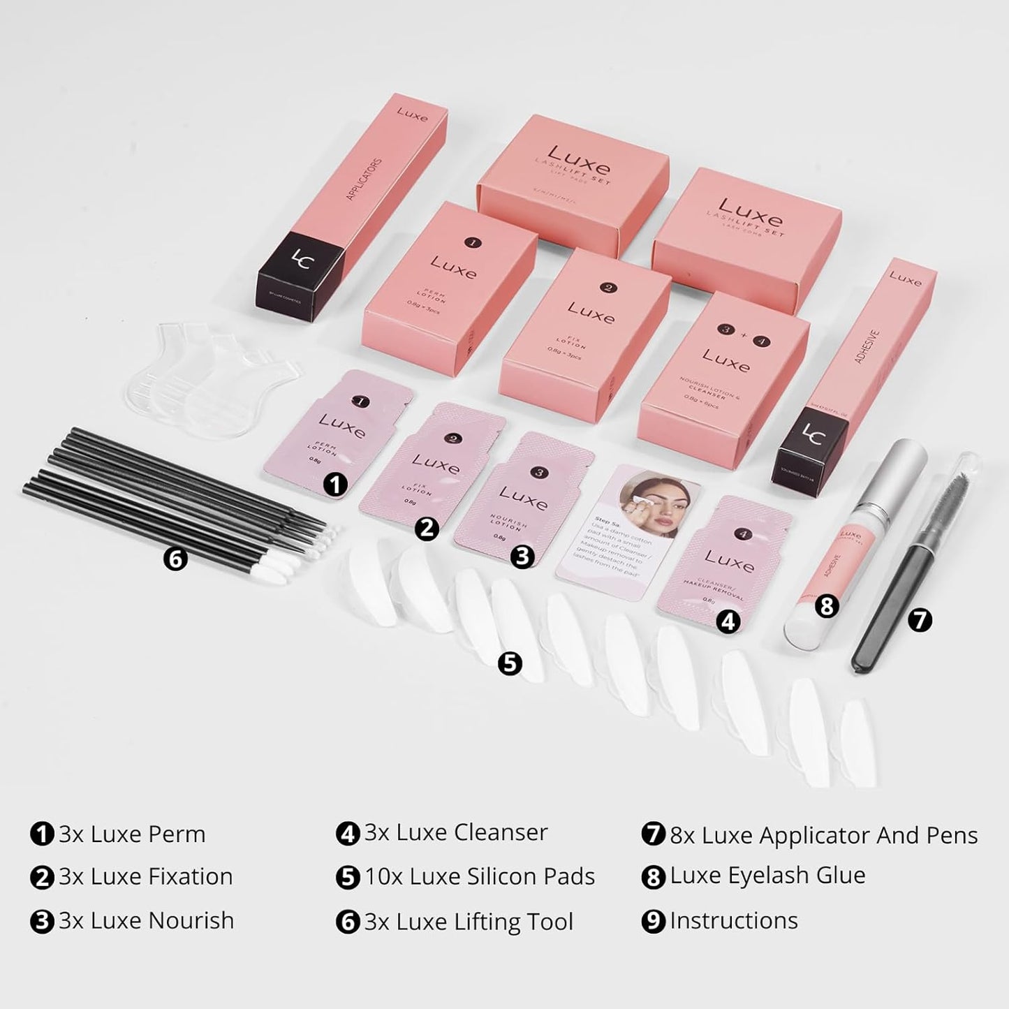 Luxe Cosmetics - Lash Lift Kit - Complete Set for Eyelash Lifting - New Pro Version - Easy to Apply and Long Lasting Finish - Professional Results up to 8 Weeks-GlimoraGlow