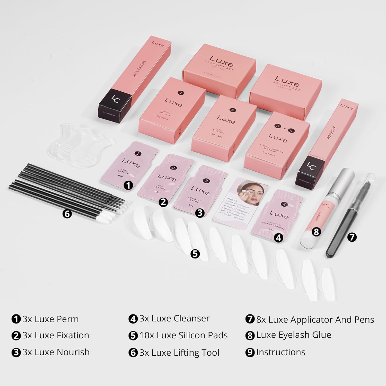 Luxe Cosmetics - Lash Lift Kit - Complete Set for Eyelash Lifting - New Pro Version - Easy to Apply and Long Lasting Finish - Professional Results up to 8 Weeks-GlimoraGlow