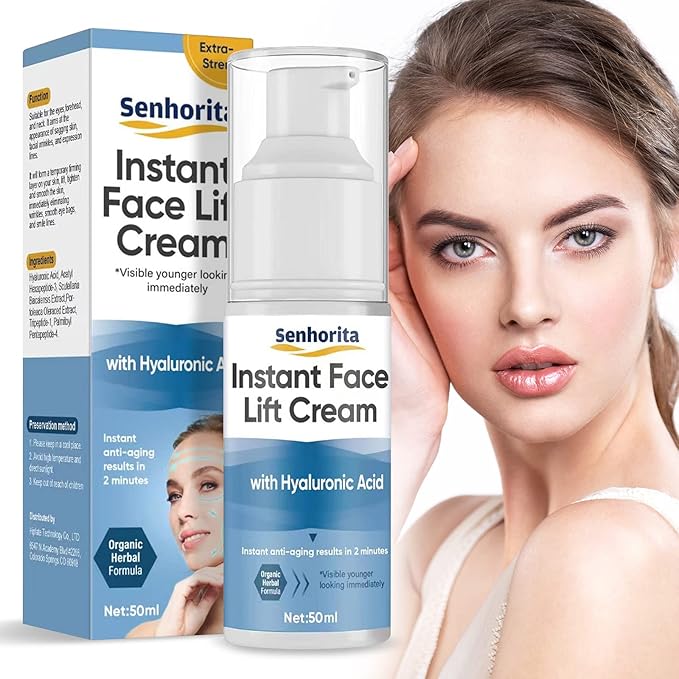 Instant Face Lift Cream, Temporary Skin Tightening Cream with Hyaluronic Acid, Visibly Firming Loose Sagging Skin for Face and Neck in 2 Minutes, Smooth Fine Lines and Wrinkle-GlimoraGlow