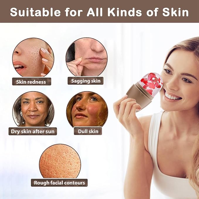 XHJRI Ice Face Roller Massager,Ice Cube Roller for Face, Eyes and Neck Naturally Conditioning and Skin Care,De-Puff Eye Bags,Reduce Migraine Pain,Reusable Massage Silicone Ice Mold (New Coffee)-GlimoraGlow