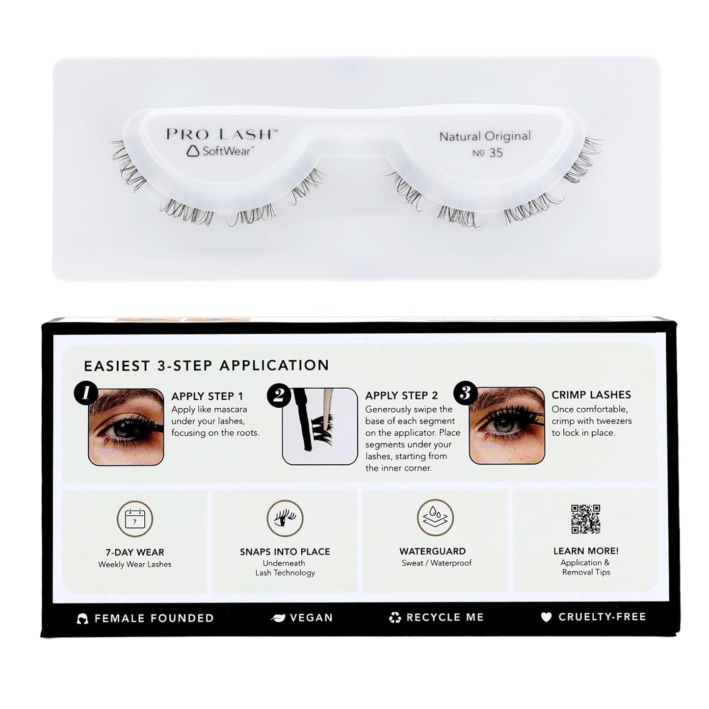 Pro Lash SoftWear Clean Girl Mini Lash Clusters Kit - Natural-Looking, Lightweight Lashes - 7-Day Cluster Eyelash Extensions Waterproof Lashes Clusters - Single Set - Original No. 35-GlimoraGlow