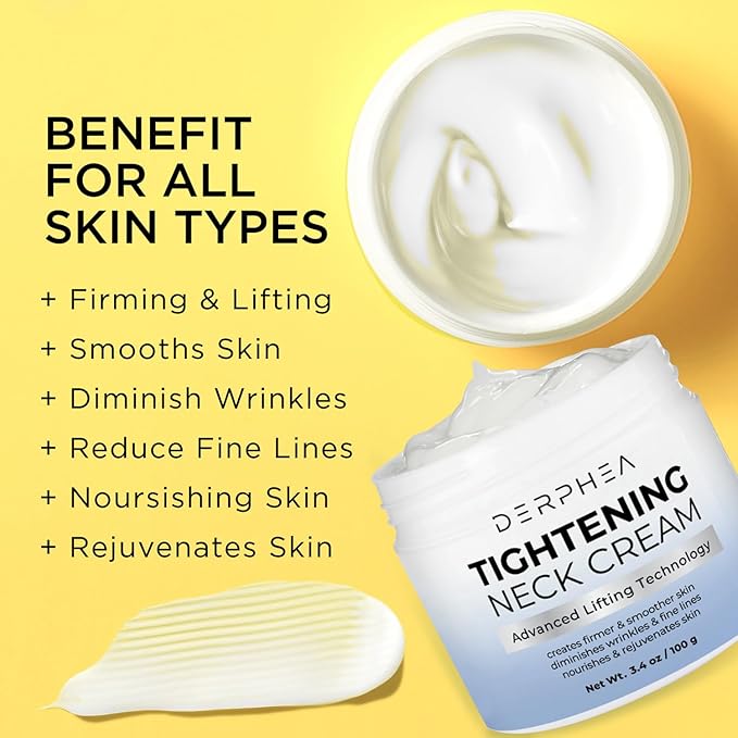 Neck Tightening Cream: Tighten and Lift Neck Cream For Tightening and Firming, Fine lines, Loose & Sagging On Face, Decollete & Other Skin Areas - 3.4 Oz-GlimoraGlow