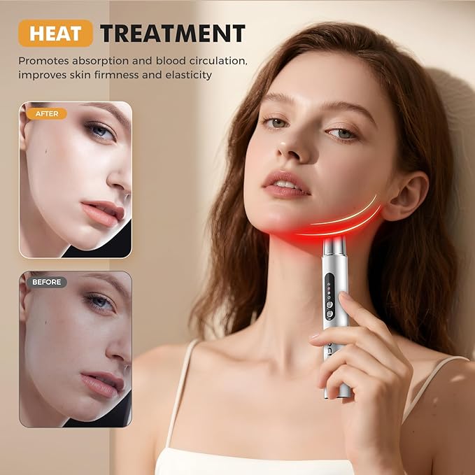 REDLOOK Depuffing Wand - Multi-Mode Cold & Heat Eye with Massager,At Home Face Roller Tool, Beauty Wand for Puffiness Reduction, Dark Circles, and Let The Skin Be Full of Radiance - Silver-GlimoraGlow