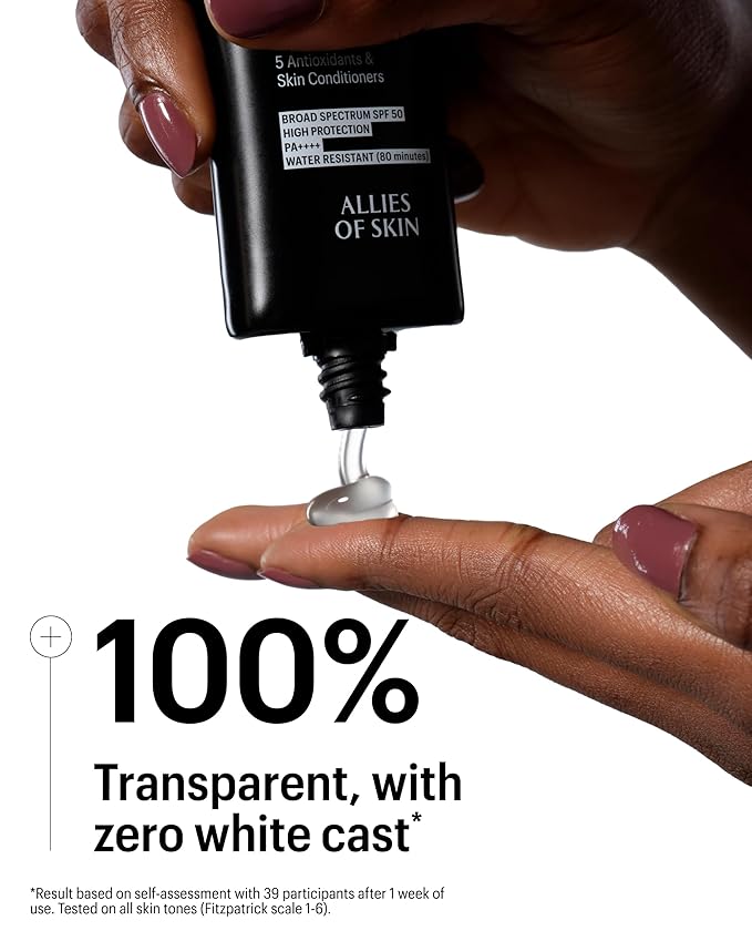 Allies of Skin Daily Face Sunscreen SPF 50 | Zero White Cast Lightweight Gel Formula | Dermatologist Tested Under Makeup Primer| Water-Resistant & PA++++ Broad Spectrum UVA/UVB (1.7 oz)-GlimoraGlow