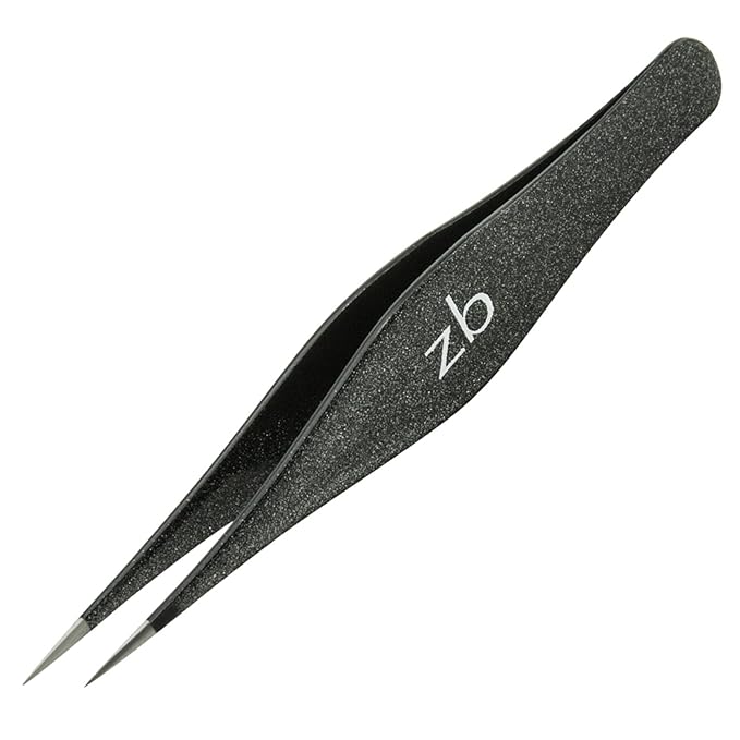 Ingrown Hair Tweezers by Zizzili Basics - Surgical Grade Stainless Steel Fine Pointed Tweezers - Precision Aligned Tips for Splinter, Eyebrow & Facial Hair Removal - with Bonus Tip Guard & Carry Pouch-GlimoraGlow