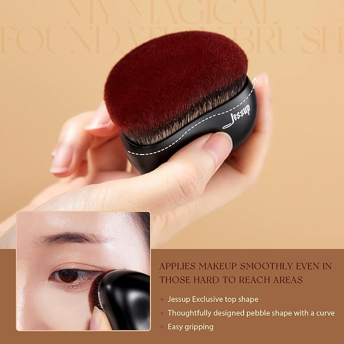 Jessup Foundation Brush Large Kabuki Makeup Brush for Face Body Blending Buffing Stippling Liquid Powder Cream Flawless with Gift Box, Black SF001-GlimoraGlow