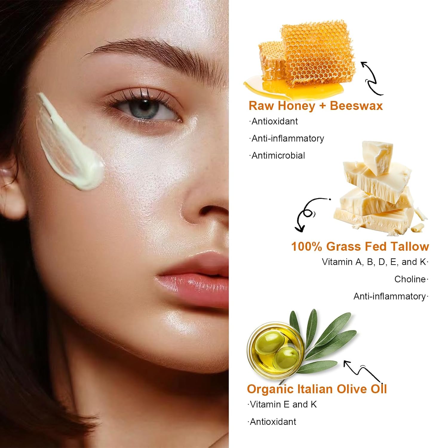 Marromi Beef Tallow for Skin, Tallow Honey Balm, Organic Grass-Fed Beef Tallow Balm with Raw Honey, Natural Soothing Moisturizing (Lavender scent)-GlimoraGlow