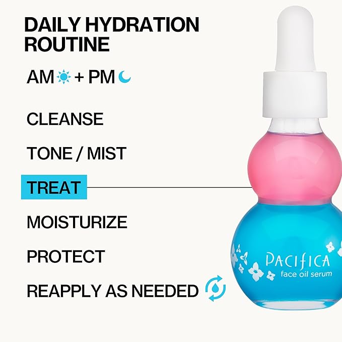 Pacifica Face Oil Serum - Flower Fix Bi-Phase Hydrating Skin Barrier - w/Hyaluronic Acid & Natural Botanical Ingredients - for Dry Sensitive Skin Vegan & Cruelty-Free Dermatologist Approved-GlimoraGlow