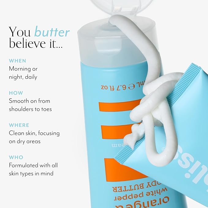 Bliss Body Butter - Blood Orange and White Pepper - Maximum Moisture Cream - 6.7 Fl Oz - Body Lotion for Dry Skin - Long-Lasting Moisturizer for Women & Men - Vegan and Cruelty-Free-GlimoraGlow