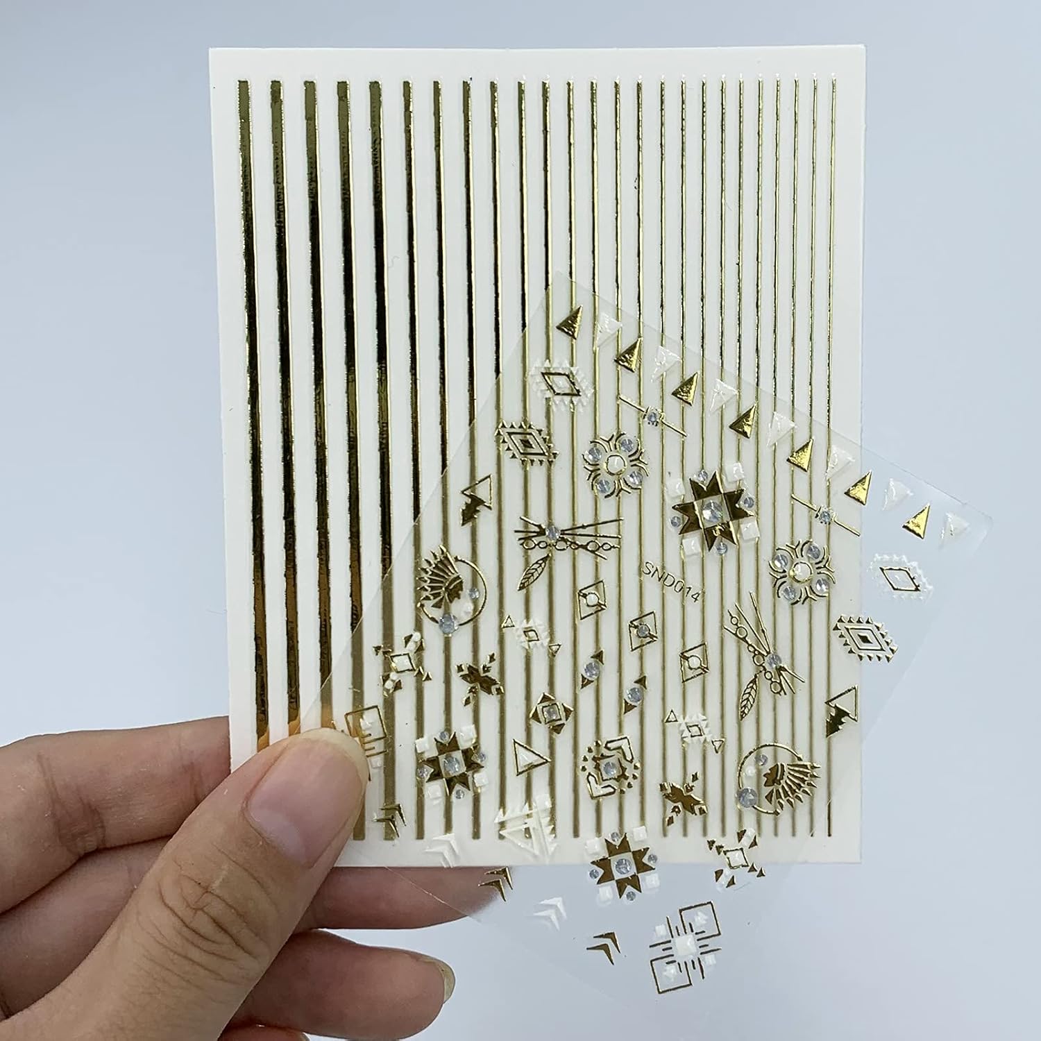 22 Sheets 3D Nail Adhesive Stickers for Women Gold Metallic Chain Line Nail Stickers Diamond Design Luxury Nail Art Decoration with with Tweezers Nail File Separators-GlimoraGlow