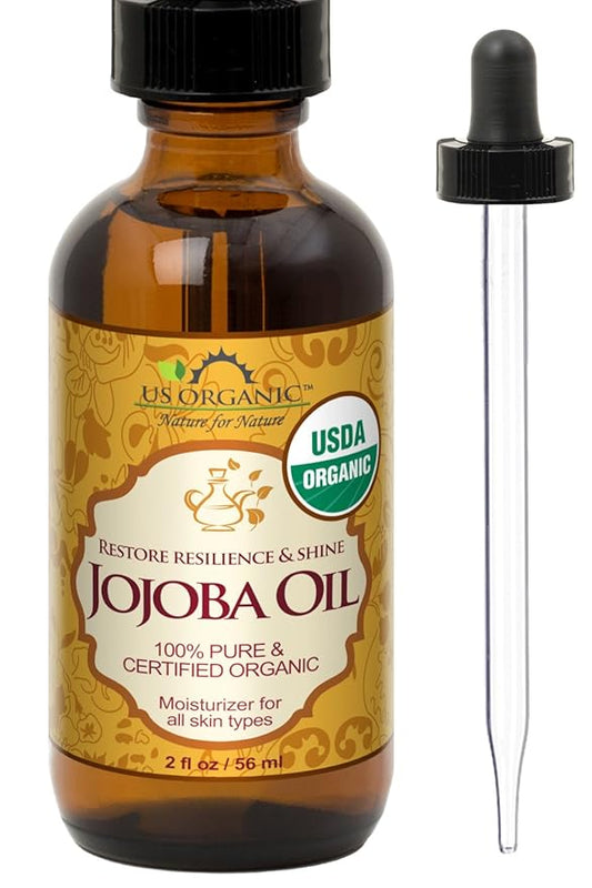 US Organic Jojoba Oil, USDA Certified Organic,100% Pure & Natural, Cold Pressed Virgin, Unrefined, Haxane Free, Sourced from Middle East directly (Small (2oz, 56ml))-GlimoraGlow
