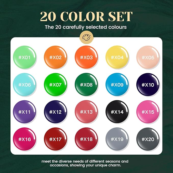 JEWHITENY 23PCS Nail Polish Set 20 Colors Gel Nail Polish Jelly Color Natural and Elegant Long Lasting Suitable for Salon at Home-GlimoraGlow