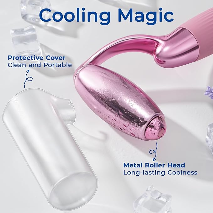 MORGLES Ice Roller for Face and Eyes, Ice Face Roller for Women Skin Care, Cold Facial Roller for Puffiness, Migraine Relief and Lymphatic Drainage-GlimoraGlow