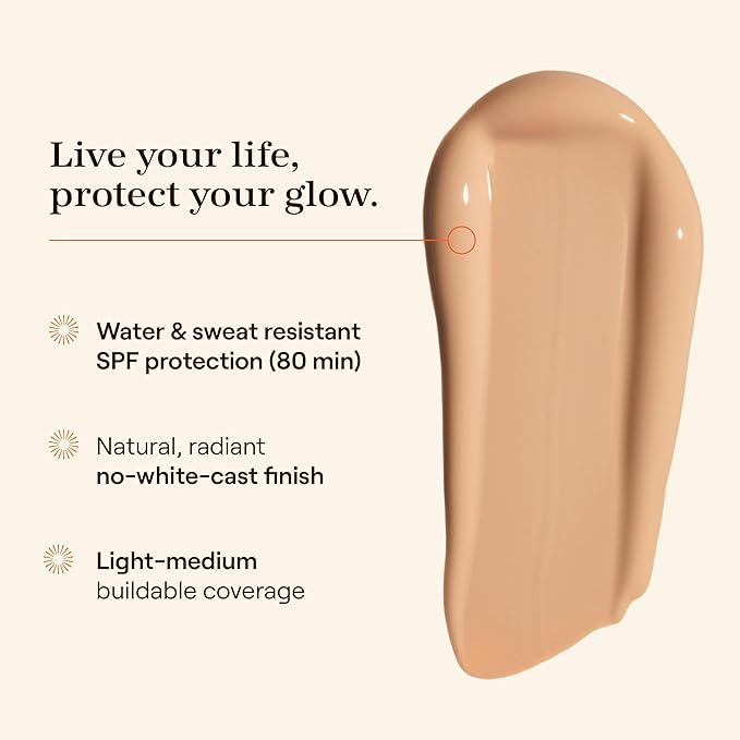 Live Tinted Hueguard Skin Tint SPF 50 - Tinted Mineral Sunscreen with Light-Medium Buildable Coverage With a Hydrating and Radiant Finish - Water and Sweat Resistant, 1.35 fl oz - Shade 10-GlimoraGlow