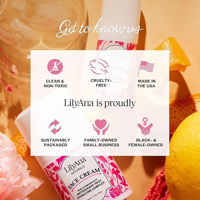 LilyAna Naturals Face and Neck Moisturizer for Women and Men - Moisturizer Face and Neck Cream for Dry Skin and Dark Spot Brightening - Rose and Pomegranate Extracts - 1.7oz-GlimoraGlow