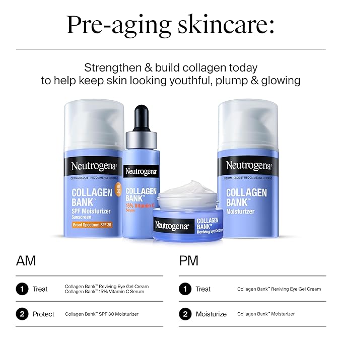 Neutrogena Collagen Bank 15% Vitamin C Face Serum, Vitamin C Serum for Face Helps Build Collagen for Glowing, Plumper Looking Skin, Uneven Skin Tone Treatment, Fragrance Free, 0.5 fl. oz-GlimoraGlow