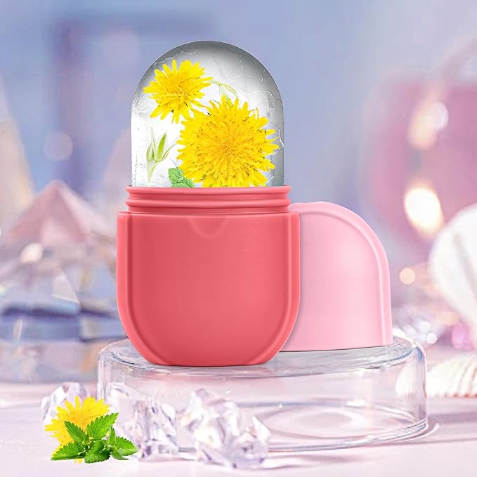 Coquette Ice Roller for Face and Eye, Ice Face Roller, Aesthetic Skin Care Tools Gifts for Women Cute Preppy Stuff,Silicone Ice Mold for Beauty(Pink)-GlimoraGlow
