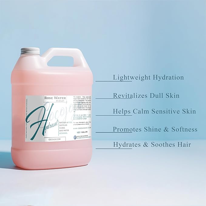 Rose Hydrosol Spray Cleansing Non GMO Facial Toner for Face Body Locs Rose Water Hydrating Face Mist, for Hydration Pure & Natural Hydrosol for All Skin Types - COCOJOJO - Bulk 128 OZ - 1 Gallon-GlimoraGlow