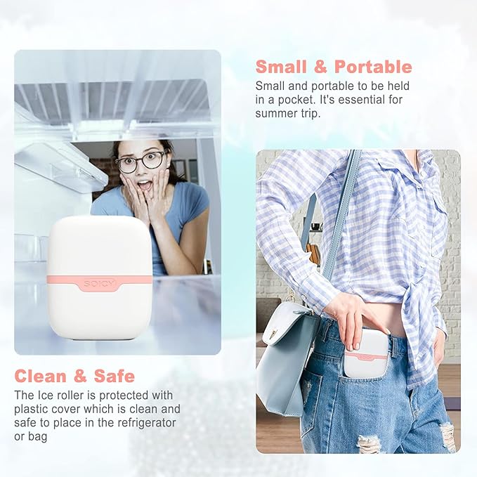 Ice Roller for Face and Eyes - Facial Skin Care Tools with 2 in 1 Face Roller and Travel Case, Self Care Gift for Men Women (Pink)-GlimoraGlow