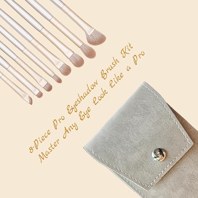 Eyeshadow Makeup Brushes Set with Case 8 PCS Soft Synthetic Hairs Eye Makeup Brushes for Blending Eyebrow Eyeliner Eyeshadow （Silver）-GlimoraGlow