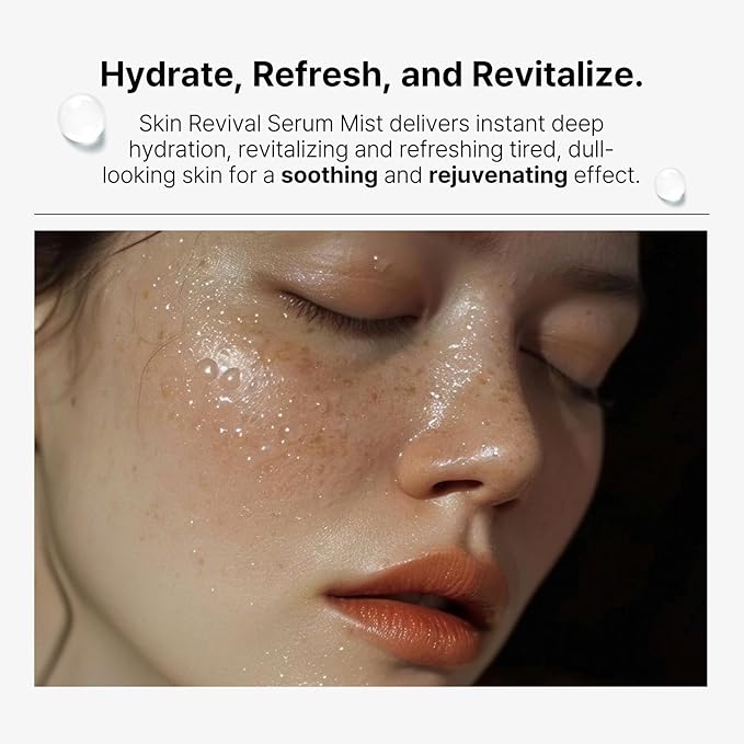 Skin Revival Serum Mist 1.35fl oz - Hydrating Facial Mist, Glowy Skin, Vegan, Sets Makeup, All Skin Type-GlimoraGlow
