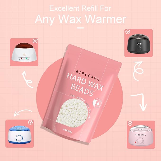 1lb Wax Beads for Hair Removal - Unscented Hard Wax Beads Refill for Professional Full Body Waxing - Ideal for Facial, Brazilian Bikini, Legs, and Underarms at Home for Women and Men (White)-GlimoraGlow