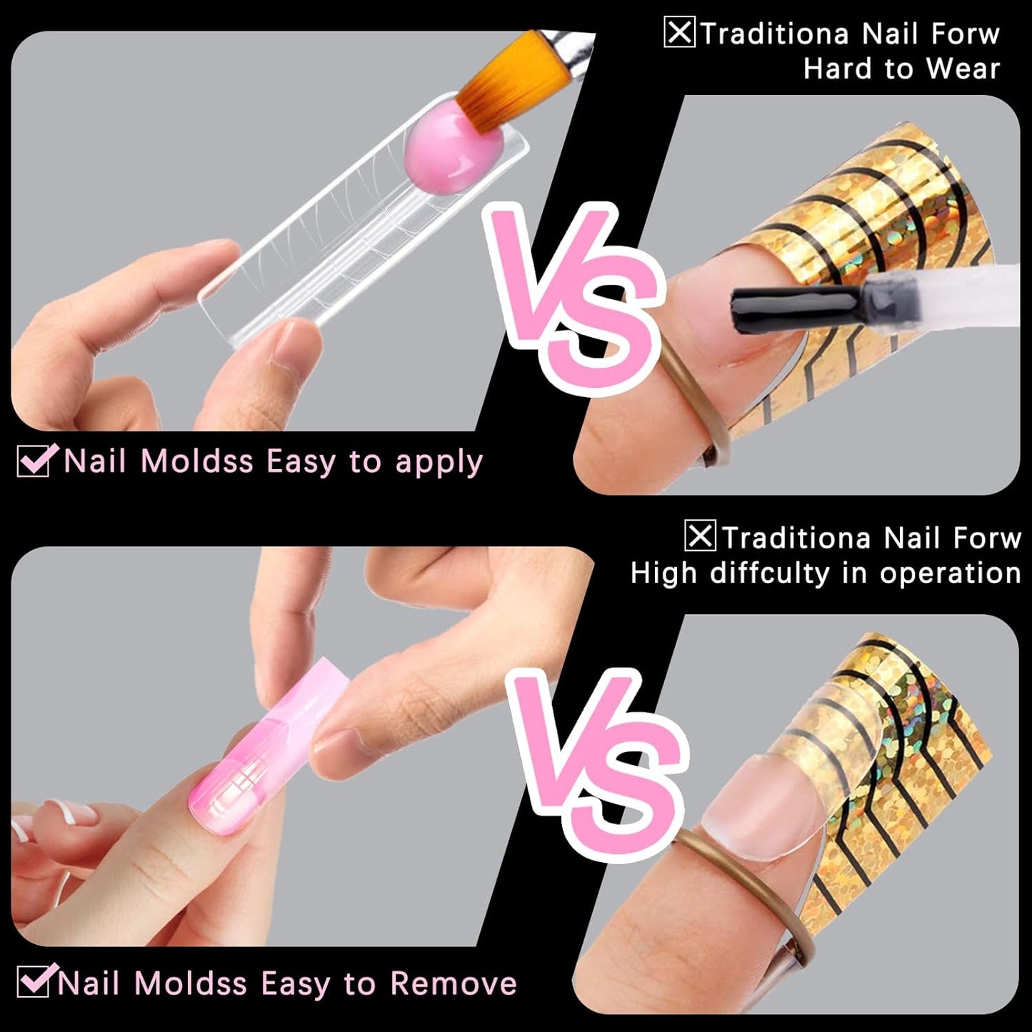 120 Pcs Poly Extension Gel Dual Nail Forms - Long U-Shaped Thickened Coffin Nail Molds for Gel Manicure & Salon DIY at Home-GlimoraGlow