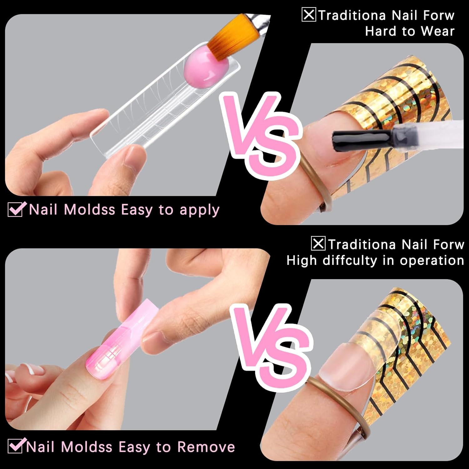 120 Pcs Poly Extension Gel Dual Nail Forms - Long U-Shaped Thickened Coffin Nail Molds for Gel Manicure & Salon DIY at Home-GlimoraGlow