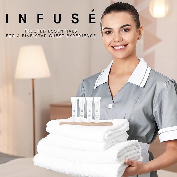 Infuse White Tea & Coconut Hotel Toiletries Bulk Set | 1-Shoppe Amenities Kit | 1oz Shampoo & Conditioner, Body Wash, Lotion | Travel Size | 80 Pieces-GlimoraGlow