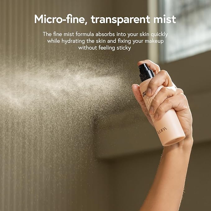 LUNA Long Lasting Setting Fixer Spray 3.3 fl oz, Weightless with Micro-Fine Mist, Natural Finish, Non-Drying Formula for All Skin Types, Korean Makeup-GlimoraGlow