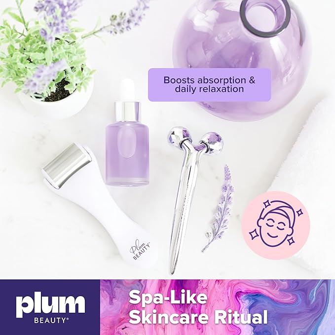 Contouring Dual Ended Silver Face Roller for Wrinkles and Lifting, - Face Rollers for Women, Men - Facial Roller supports lymphatic drainage, Skin Care Beauty Massager Facial Tool for Self Care-GlimoraGlow