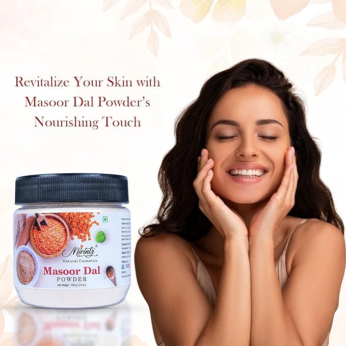 100% Natural Masoor Dal Powder | (3.5 Oz) Organic Lentils Powder for Face & Skin | Red Lentils Powder for Natural Face Pack | Dried Masoor Dal Cleansing Powder & Skin Brightener for Face-GlimoraGlow