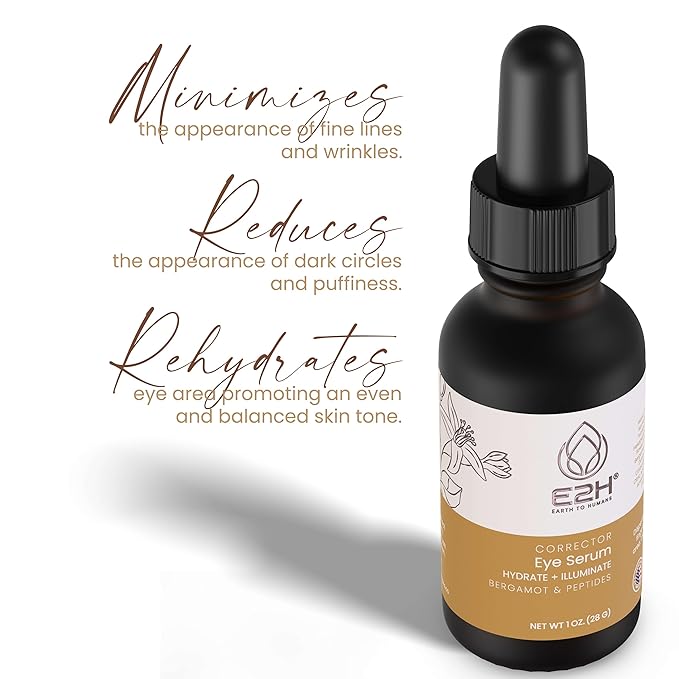 E2H Corrector Eye Serum with Bergamot and Peptides | Minimizes Creases & Dark Circles | Hydrates & Smoothens | Dramatic Results-GlimoraGlow
