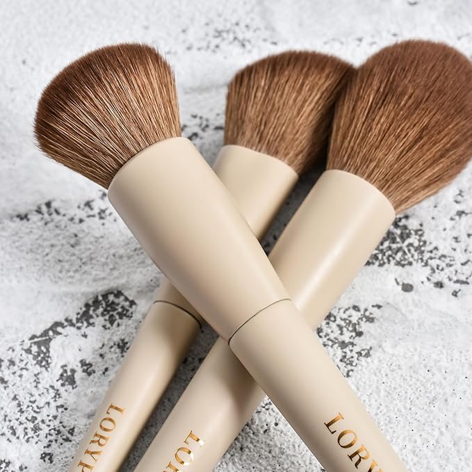 LORYP 18 Piece Makeup Brushes Set Labeled Face and Eye Brush Set Complete with Foundation, Concealer, Contour, Blending, Blush, Eyeshadow Brushes with Travel Holder Case-GlimoraGlow