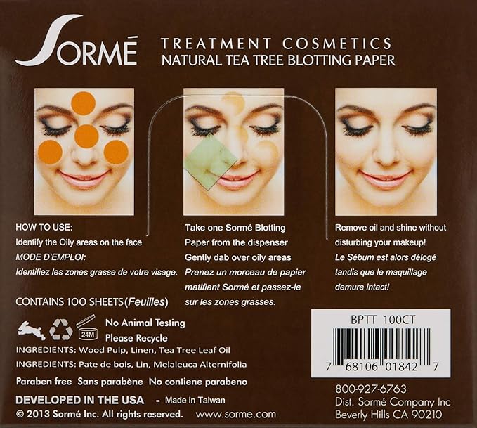 Sorme' Treatment Cosmetics Blotting Paper, Tea Tea, 0.5 oz.-GlimoraGlow